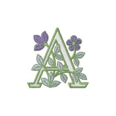 Flower Monogram Initial A Embroidered Polo Shirt by Embroidery4U