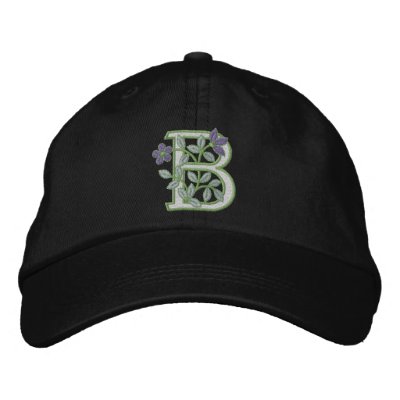 Flower Monogram Initial B Embroidered Hat by Embroidery4U