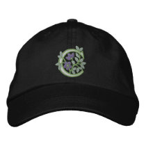 Flower Monogram Initial C Embroidered Hat