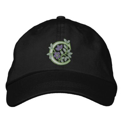 Flower Monogram Initial C Embroidered Hat by Embroidery4U