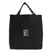 Flower Monogram Initial E Embroidered Bag