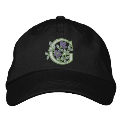 Flower Monogram Initial G Embroidered Baseball Cap by Embroidery4U