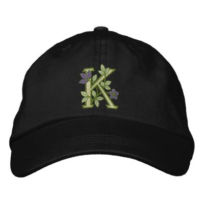 Flower Monogram Initial K Embroidered Hat Flower Monogram Initial K Embroidered Hat