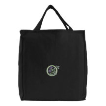 Flower Monogram Initial O Embroidered Tote Bags