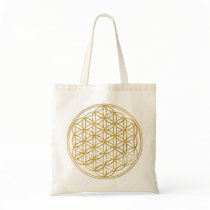 Flower Of Life | gold big Leinentasche