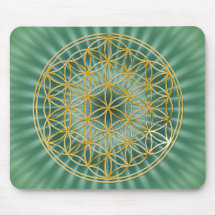 Flower Of Life | gold, big, green Mouse Pads