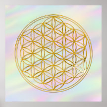 Flower Of Life | gold, coloured light Print