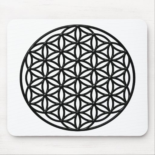 Flower of Life Sacred Geometry Symbol (black) Mouse Pad