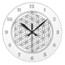 FLOWER OF LIFE - silver - clock face Numbers
