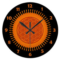 Flower Of Life - sunny orange - clock face