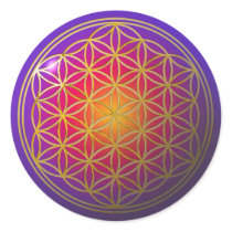 Flower Of Live / gold violet Round Sticker
