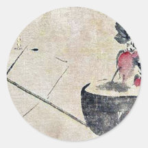 Flower or vegetable in a flowerpot Ukiyoe Round Sticker