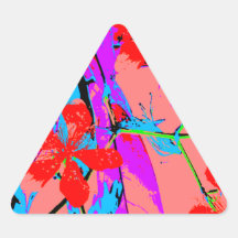 flower paint pink triangle sticker