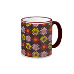 Flower Pattern in Maroon Tones and Background Mugs