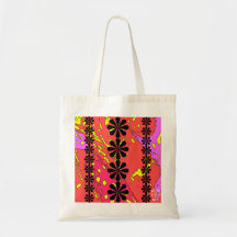 Flower Peach Pink Outline Tote Bag
