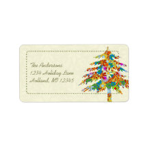 Flower Pine Tree  Return Address Labels