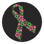flower pink ribbon sticker - black
