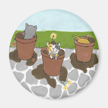 Flower Pot Kittens Magnet