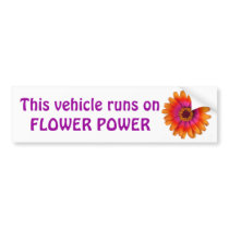 flower power daisy orange, This vehicle runs on... Bumper Stickers