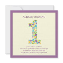 Flower Power First Birthday Invitation - Purple