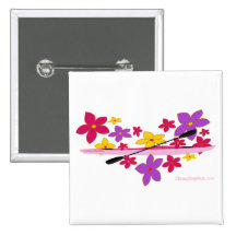 Flower Power Kayak Pinback Button