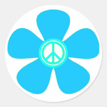Flower Power Peace Sign Round Stickers