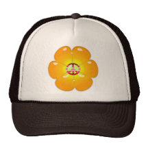 Flower Power Peace Sign Trucker Hats