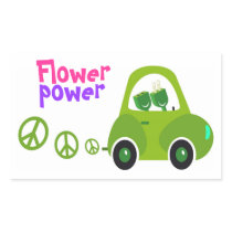 Flower power sticker en rectangle