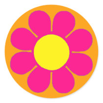 Flower Power Round Stickers