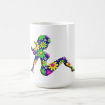 Flower Power Trucker Girl Coffee Mug