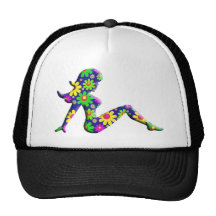 Flower Power Trucker Girl Mesh Hats