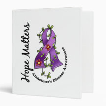 Flower Ribbon 4 Hope Matters Alzheimer's Disease Vinyl Binders