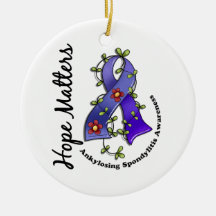 Flower Ribbon 4 Hope Matters Ankylosing Spondyliti Christmas Ornaments
