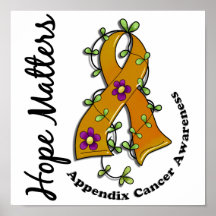 Flower Ribbon 4 Hope Matters Appendix Cancer Print