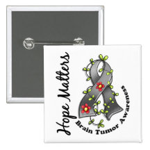 Flower Ribbon 4 Hope Matters Brain Tumour Button