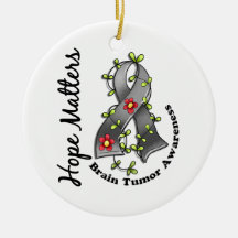 Flower Ribbon 4 Hope Matters Brain Tumour Christmas Tree Ornament