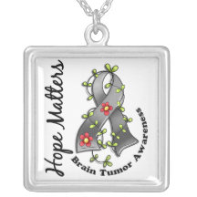 Flower Ribbon 4 Hope Matters Brain Tumour Pendants