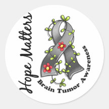 Flower Ribbon 4 Hope Matters Brain Tumour Stickers