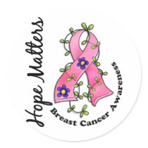 Flower Ribbon 4 Hope Matters Breast Cancer Sticker