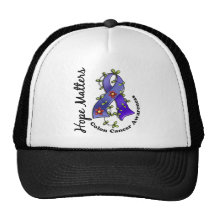 Flower Ribbon 4 Hope Matters Colon Cancer Trucker Hats