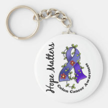 Flower Ribbon 4 Hope Matters Colon Cancer Keychains