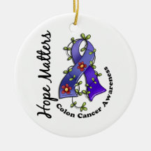 Flower Ribbon 4 Hope Matters Colon Cancer Christmas Ornament
