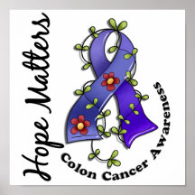 Flower Ribbon 4 Hope Matters Colon Cancer Print