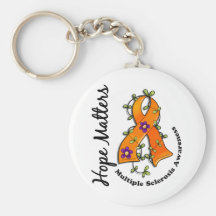 Flower Ribbon 4 Hope Matters Multiple Sclerosis Keychains