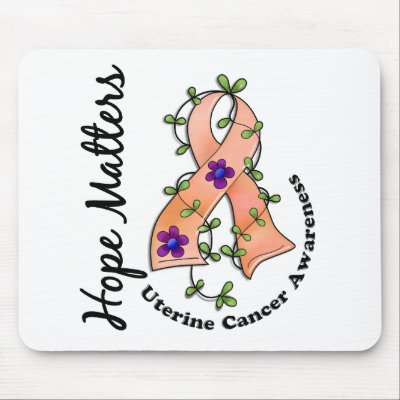 Flower Ribbon 4 Hope Matters Uterine Cancer Mouse Pad by awarenessgifts