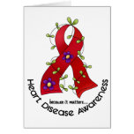 Flower Ribbon HEART DISEASE AWARENESS T-Shirts Card
