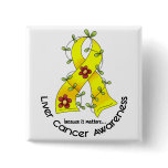 Flower Ribbon LIVER CANCER (YELLOW Ribbon)