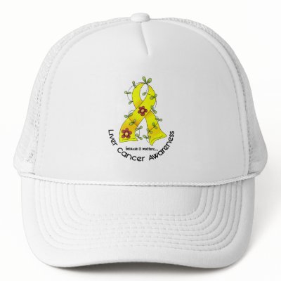 Flower Ribbon LIVER CANCER (YELLOW Ribbon) by awarenessgifts