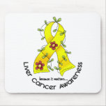 Flower Ribbon LIVER CANCER (YELLOW Ribbon)