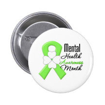 Flower Ribbon - Mental Health Awareness Month Button